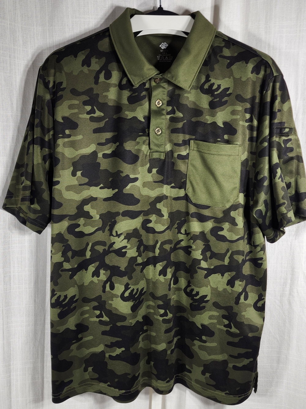 Men's Camo Polo Shirt - Olive Green
